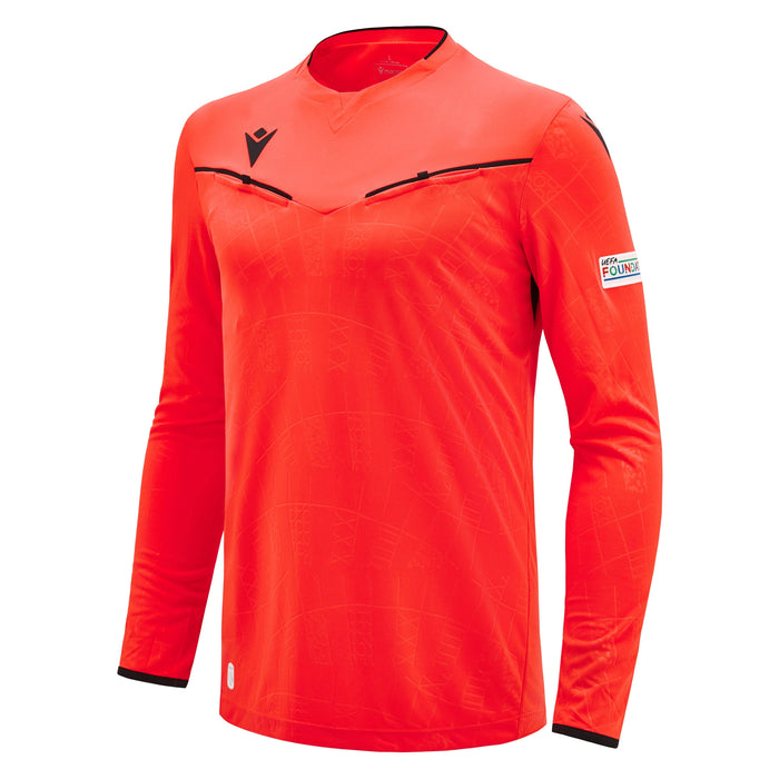 UEFA EK 2024 Scheidsrechtersshirt - Neon Rood - Lange Mouwen