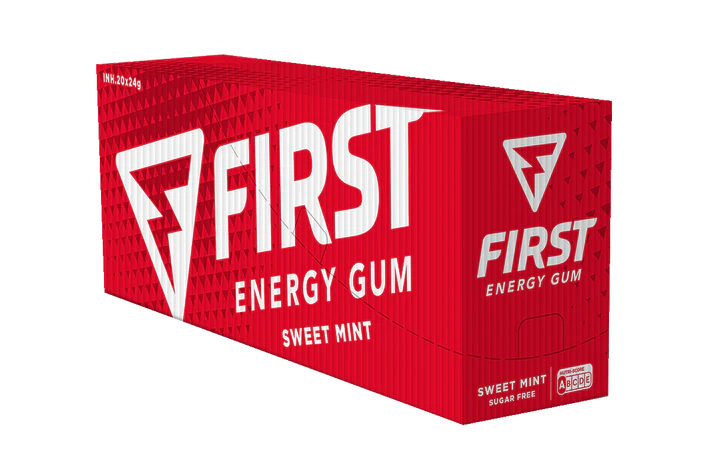 First Energy Gum Red - Cafeïne kauwgom - doos met 20 zakjes